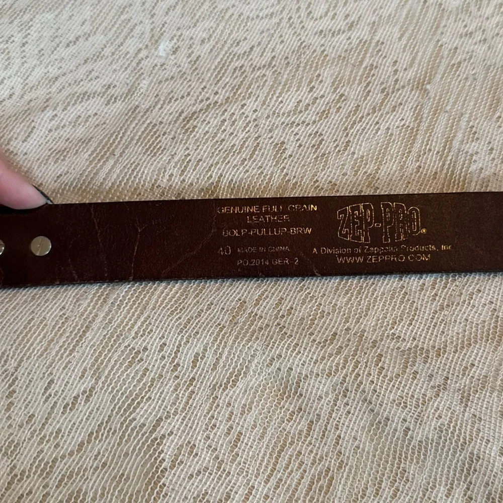 Men’s Zep-pro full grain leather belt with Clemson Tiger emblems